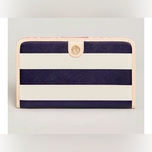 SPARTINA Snap Wallet Navy Stripe Flat EUC